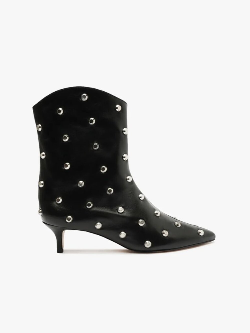 SCHUTZ Size 11 Black Maryann Stud-Embellished Pointed Ankle Booties